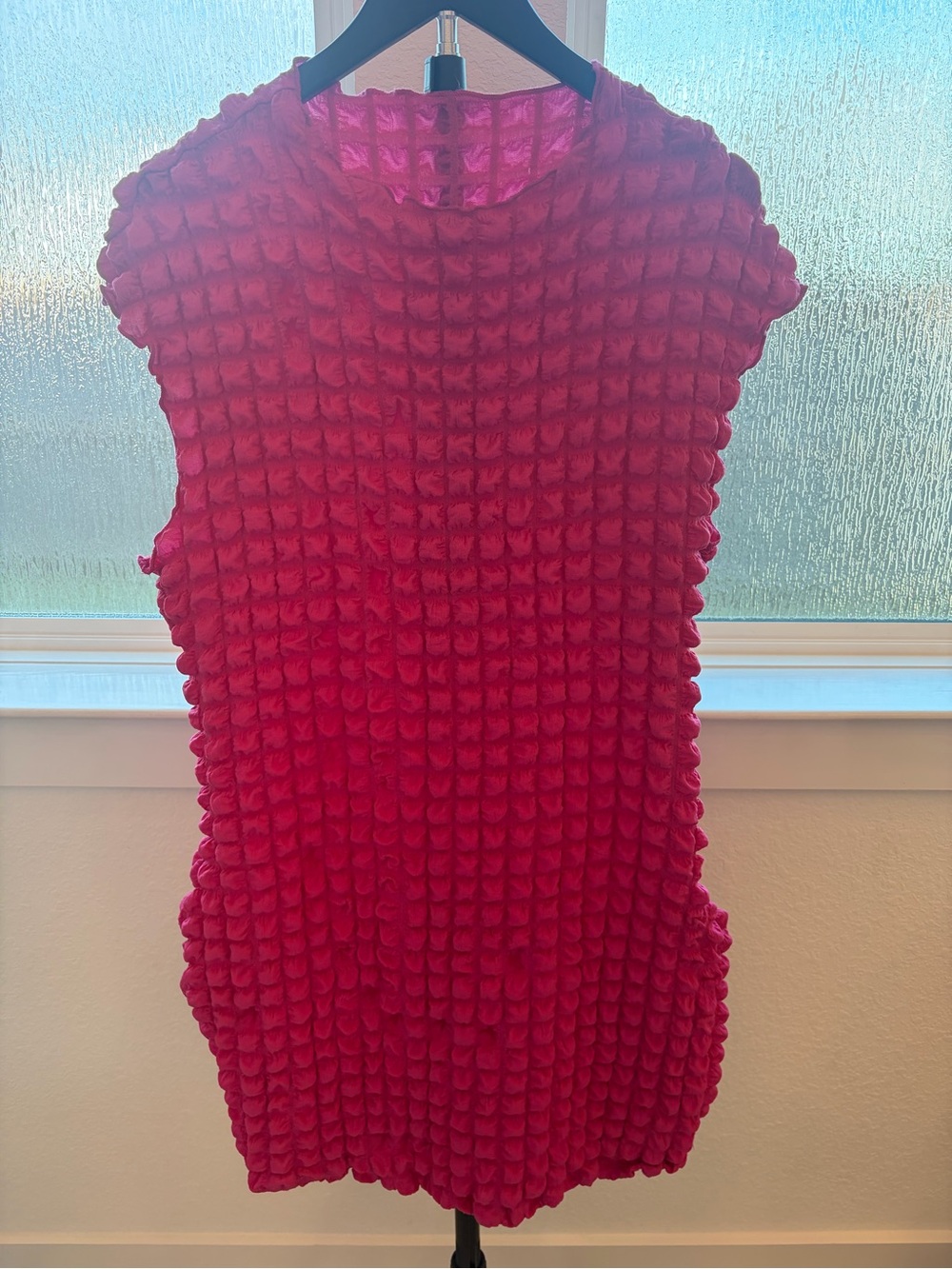 Textured Bubble Knit Dress in Hot Pink